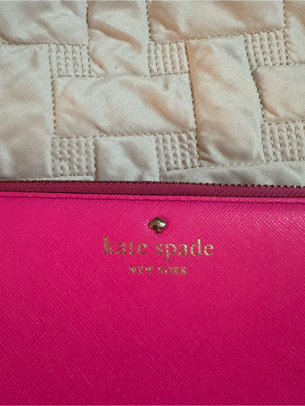 kate spade Pink Saffiano Leather Continental Wallet with Gold Logo